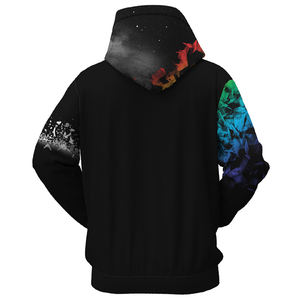 Sudadera con capucha de poliéster/nailon de gran tamaño antiarrugas de punto con cremallera estampada Puff para hombre - Product Image 3