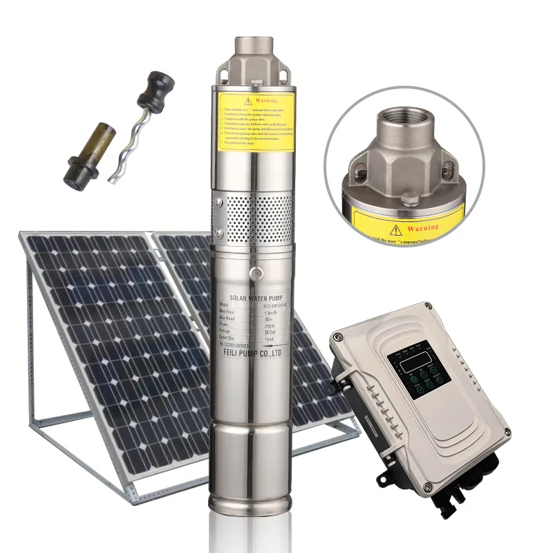 AC DC solar borehole pumps for irrigation deep solar helical deep well pump with screw 24V solar water pump