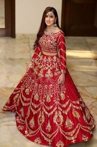 Impresionante colección de bodas bordado pesado seda algodón vestido blusa Lehenga Dupatta Dabka trabajo cuentas de cristal elegante - Product Image 2