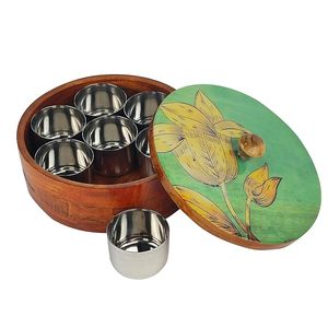 กล่องใส่เครื่องเทศไม้สไตล์เรียบง่ายพร้อมลวดลายสวยงามสำหรับเก็บเจียร่าและอื่นๆ กล่องไม้ใส่เครื่องเทศหลายช่อง - Product Image 1