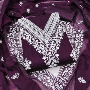 Nuevo lanzamiento Nazanin Traje de material de vestido de algodón y seda de cuatro lados para mujeres Menos Dupatta - Product Image 3