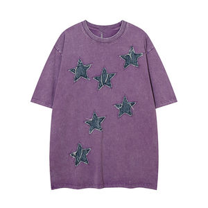 Camiseta retro unisex con lavado ácido para exteriores, ropa de calle con estampado de letras retro, 100% algodón, estilo boxy y vintage con logotipo personalizado para hombre - Product Image 2