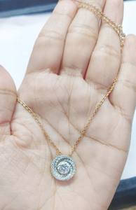 Collar de Cadena con Dije Circular Hecho a Mano con Circonita Cúbica y Diamantes de Plata de Ley 925 para Mujer - Product Image 4