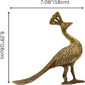 Estatua de pavo real de latón dorado, inspiración Art Deco, pájaros indios, toque majestuoso para decoración, pieza de exhibición decorativa de latón-(latón dorado) - Product Image 3