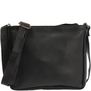 Bolso organizador bordado de cuero Real multimodal negro bohemio Unisex clásico, correa de hombro ajustable, cadenas de bolsillo con cremallera - Product Image 1
