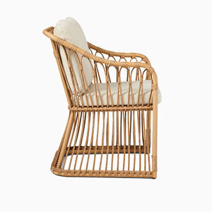 เก้าอี้หวายแบบหมุนได้สำหรับลานบ้านโซฟาเดี่ยวเฟอร์นิเจอร์กลางแจ้งโครงไม้สัก - Product Image 4