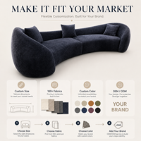 Italienisches Minimalistisches Mond-Dreisitzer-L-förmiges Sofa Modernes Luxuriöses Designer-Holzrahmen-Schwamm-Stoffsofa Erweiterbar Wohnzimmer