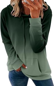 Vente en gros dégradé de couleur à manches longues sweats à capuche avec cordon de serrage femmes printemps automne dames tuniques courte longueur tricoté imprimé - Product Image 6