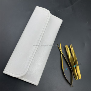 Pince à épiler cosmétique pour sourcils en acier inoxydable durable avec revêtement plasma doré, ensemble de pinces à épiler et ciseaux pour sourcils avec étui en cuir, LOGO personnalisé - Product Image 4