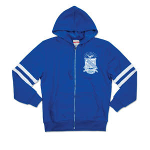 Logotipo personalizado 60% algodón 40% poliéster 350 GSM polar Chenille bordado azul PBS cremallera Sudadera con capucha - Product Image 1