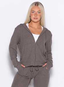 Meilleure vente confortable chocolat fermeture éclair complète femmes Gym Crush sweat à capuche Anti-rides respirant sweats à capuche pour femme Gym femmes sweat à capuche zippé - Product Image 4