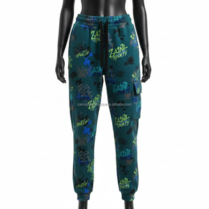 Pantalon de jogging pour femme en coton premium et polyester polaire 300 GSM, imprimé intégral, panneau cargo, logo personnalisé, vêtements de sport, pantalon pour femme - Product Image 1