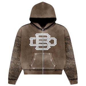 Streetwear 380 GSM Acid Wash Zipper Hoodie Hommes Logo Personnalisé Imprimé Surdimensionné Hommes Streetwear Hoodie Fabricant - Product Image 5