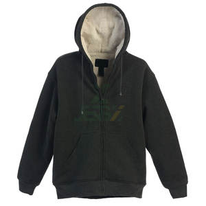 OEM Men's Winter Streetwear <b>Sherpa</b> <b>Hoodie</b> Custom Warm Unisex Thick Two Pockets Printed Polyester/Cotton Fleece Pullover - Product Image 1
