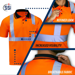 Polo de sécurité haute visibilité imperméable et réfléchissant avec option de logo personnalisé, manches courtes - Product Image 4