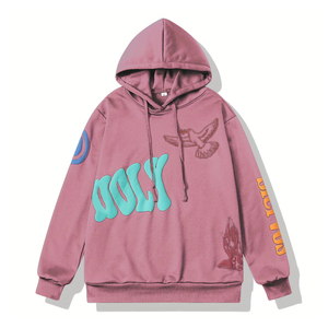 Sweat à capuche surdimensionné pour hommes, vintage, coton épais lavé, éponge française, imprimé, teint uni, pour l'hiver - Product Image 1