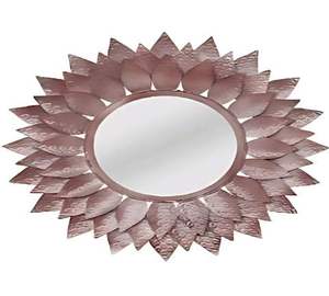 Miroir mural en métal à cadre design feuilles pour la décoration de couloir d'hôtel de salon à domicile miroir mural suspendu en cuivre martelé - Product Image 1