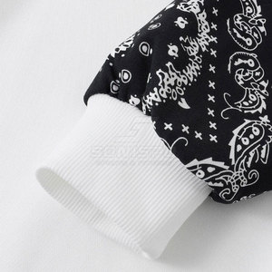 Sweat-shirt à col rond pour homme SONISPO, blanc et noir, imprimé paisley, coupe classique, pull décontracté pour l'automne - Product Image 5