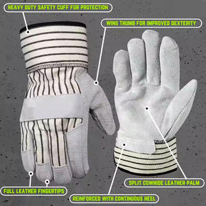 Guantes de trabajo de cuero transpirables duraderos Guantes mecánicos industriales ligeros para exteriores con funciones antideslizantes antivibración anticorte - Product Image 2