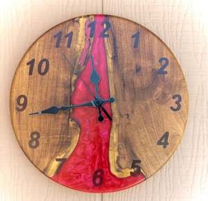 Horloge murale en bois de rivière en résine époxy noire la plus vendue horloge murale décorative à la main fabricant et exportateur indien - Product Image 5