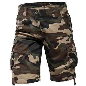 Shorts cargo camouflage pour homme, taille mi-haute, fermeture boutonnée, en coton respirant, style décontracté Bermuda avec poches - Product Image 6