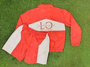 Conjunto de chándal de dos piezas para hombre, estilo streetwear, hecho a medida, con cremallera, 100% algodón, color liso, cortavientos y pantalones cortos - Product Image 5