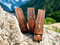 Cinturón de Cuero Tallado de Lujo para Hombre, Uso Diario en la Oficina, para Fiestas, Hebilla de Metal Resistente, Hecho a Mano, Personalizable, de Alta Calidad, Moderno