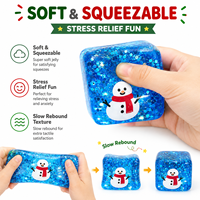 Jouet anti-stress personnalisé avec logo, cube scintillant de Noël, jouet sensoriel à presser doux au toucher avec motifs Père Noël, bonhomme de neige et sapin