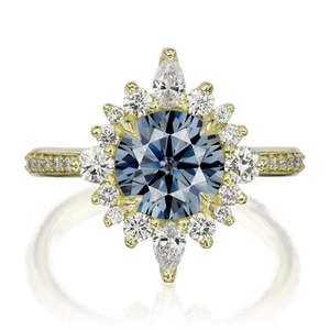 แหวนหมั้นฮาโล925วินเทจสีเงินแท้เพชรมอยส์ซอไนต์สีเทาเข้มประดับเพชรโมอิสฮาโลเจนสีเทาเข้ม - Product Image 2