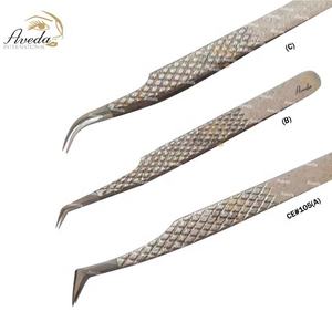 Pincettes d'extension de cils en acier inoxydable, pinces de haute qualité, cosmétique pour les yeux, courbées, marque privée, bout pointu - Product Image 6