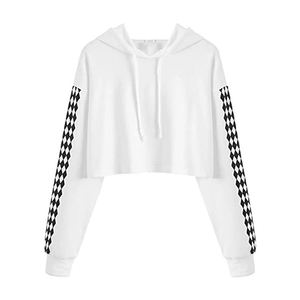 OEM Crop Tops pour filles Poids lourd 420 GSM Sweat à capuche pour femmes Sweat à capuche court surdimensionné imprimé bouffant personnalisé - Product Image 6