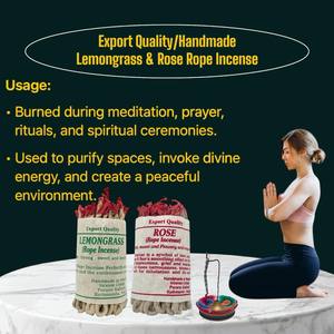 Ensemble d'encens en corde de rose à la citronnelle tibétaine du Népal fait à la main 2 parfums de maison naturels brûlant doucement Lokta papier mèche ressort - Product Image 2