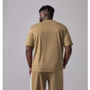 Venta caliente 100% algodón hombres dos tonos personalizado Chenille bordado Logo ropa de entrenamiento camiseta y pantalones cortos conjunto Fitness correr conjuntos - Product Image 3