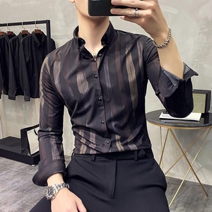 Camisa de vestir cómoda de alta calidad para hombre 2023, diseño en blanco liso personalizado con cuello levantado - Product Image 2