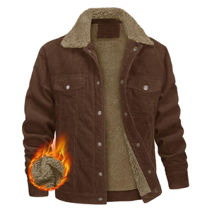 2025 High Quality Men's Winter Windbreaker <b>Jacket</b> For Men High Streetwear Custom Design Corduroy Knitted Fabric <b>Light</b> Dyed - Product Image 4