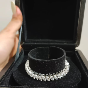 Bracelet tennis en argent 925 et or massif 14 carats avec moissanite taille marquise, bracelet tennis tendance unisexe, cadeau pour elle - Product Image 2