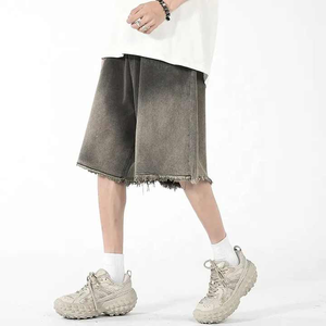 Vente en gros de shorts en jean délavés à l'acide pour hommes, coupe ample, 100% coton, dernière mode Baggy Streetwear, shorts en jean - Product Image 4