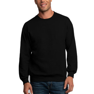 Sweat-shirt unisexe en coton doux noir thermique à col rond - Product Image 3