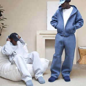 Ensemble survêtement personnalisé, design d'hiver, 100% coton, molleton français, poids lourd, séchage rapide, respirant, taille élastique, pantalon de survêtement et sweat-shirt - Product Image 5