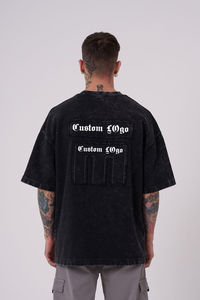 T-shirt surdimensionné délavé à l'acide T-shirt vintage vierge en coton lourd pour hommes de grande taille avec votre logo graphique personnalisé - Product Image 3