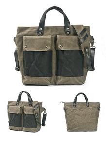 Sac fourre-tout en toile cirée durable fait à la main avec lanières en cuir grande capacité élégante pour les LCT-0167 de voyage de travail scolaire de bureau - Product Image 4