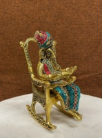 Statue de Ganesh en métal de Style Vintage faite à la main pour la décoration de la maison, cadeau de retour, figurine de seigneur Ganesh pour la décoration