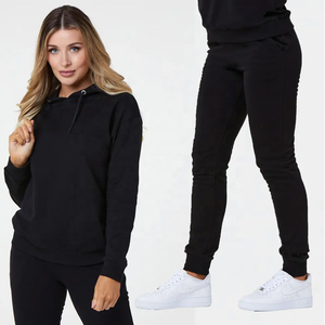 Conjuntos de ropa de Otoño de dos piezas para mujer Chándal con capucha de patrón sólido con etiqueta privada y logotipo Precio al por mayor - Product Image 1