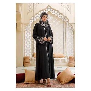 Eid Women Abaya Dubai Soft Solid Puff Sleeves Muslim Dress <b>Silky</b> Kaftan Dubai Turkey Muslim Robe Islamic Clothing - Product Image 2