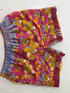 Hot New Vintage High Waist <b>Loose</b> Cotton <b>Shorts</b> <b>Women</b> Handmade Kantha Embroidered Elastic Closure Breathable Eco-Friendly Beach - Product Image 6