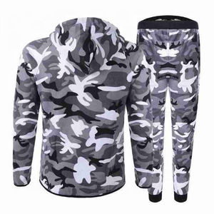 Ensemble de survêtement deux pièces pour homme, jogging, sport, mode, polyester, coton, streetwear, uni, fermeture éclair, hiver, personnalisable - Product Image 4