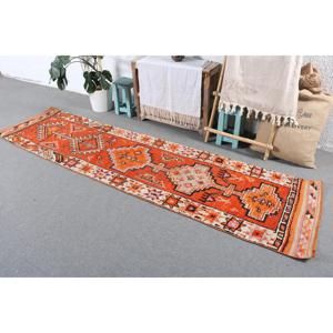 พรมตุรกี, พรมวิ่งขนาด 2.5x9.5 ฟุต, พรมวินเทจลายต้นไม้สีส้มทำจากขนสัตว์ - Product Image 2