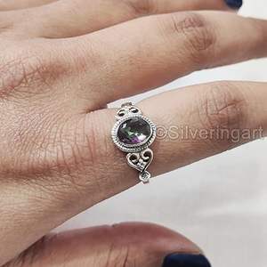 แหวนผู้หญิงพลอยโทแพซธรรมชาติ หินประจำเดือนพฤศจิกายน สไตล์โบฮีเมียน ของขวัญคริสต์มาส เครื่องประดับทำมือ แหวนเงินแท้ 925 - Product Image 4