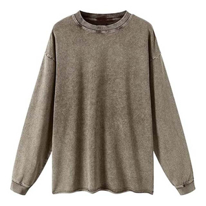 Customized High Quality Acid Washed Winter Embroidered Heavy <b>Crewneck</b> <b>Sweatshirts</b> with Sun Faded Design for <b>Men</b> with custom - Product Image 6