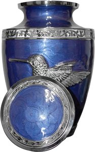 Urne colibri pour cendres humaines Grande urne funéraire bleue adulte avec personnalisation - Product Image 5